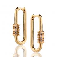 Brass Huggie Hoop Earring, gold color plated, micro pave cubic zirconia & for woman, more colors for choice, 4x22mm, Sold By Pair