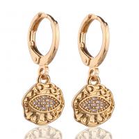 Huggie Hoop Drop Earring, Brass, gold color plated, different styles for choice & micro pave cubic zirconia & for woman, 10x23mm, Sold By Pair