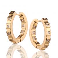 Brass Huggie Hoop Earring, gold color plated, micro pave cubic zirconia & for woman, 23x23mm, Sold By Pair