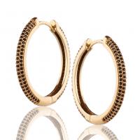 Messing Huggie Hoop Earring, gold plated, micro pave zirconia & voor vrouw, meer kleuren voor de keuze, 4x30mm, Verkocht door pair