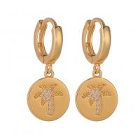 Huggie Hoop Drop Earring Brass gold color plated & micro pave cubic zirconia & for woman 16mm Sold By Pair