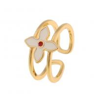Mässing Cuff finger ring, guldfärg pläterade, Justerbar & olika stilar för val & för kvinna & emalj, Säljs av PC