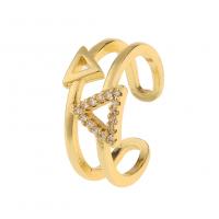 Латунь Манжеты палец кольцо, плакирован золотом, Регулируемый & разные стили для выбора & инкрустированное микро кубического циркония & Женский, продается PC