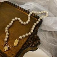 Plastik perle halskæde, Messing, med Plastic Pearl, mode smykker & for kvinde, nikkel, bly & cadmium fri, Længde Ca. 19.69 inch, Solgt af PC
