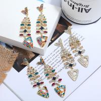 Zinc Alloy Drop Earrings Fish Bone fashion jewelry & for woman & with rhinestone nickel lead & cadmium free Sold By Pair