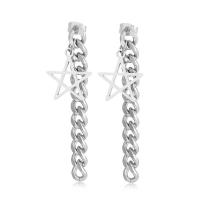 Stainless Steel Drop Earring, 304 Stainless Steel, stainless steel post pin, plated, for woman, more colors for choice, 53x6mm, Sold By Pair