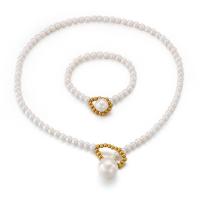 Edelstahl Schmucksets, Fingerring & Halskette, Kunststoff Perlen, mit Titanstahl, Titan Stahl Verschluss, für Frau, keine, verkauft von setzen