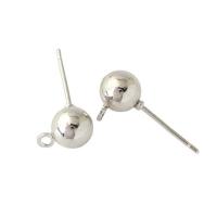 Iron Earring Post, plated, silver color, 6mm, Sold By PC