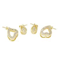 Brass Peg Bail, micro pave cubic zirconia, golden, Sold By PC