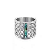 Stainless Steel Finger Ring 304 Stainless Steel with Abalone Shell plated for woman 11mm Sold By PC