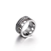 Titanium Steel Finger Ring, plated, Unisex & with rhinestone, more colors for choice, 10mm, Sold By PC