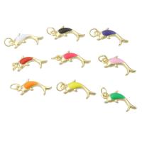Brass Jewelry Pendants, Dolphin, gold color plated, fashion jewelry & DIY & enamel, more colors for choice, 19x9x3mm, Hole:Approx 3mm, 10PCs/Lot, Sold By Lot