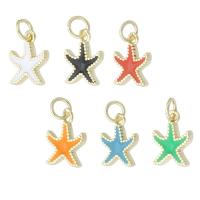 Brass Jewelry Pendants, Starfish, gold color plated, fashion jewelry & DIY & enamel, more colors for choice, 9.50x12x2mm, Hole:Approx 2.5mm, 10PCs/Lot, Sold By Lot