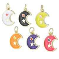 Brass Jewelry Pendants Moon gold color plated fashion jewelry & DIY & enamel Approx 3mm Sold By Lot