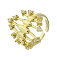 Cubique anneau en laiton Circonia Micro Pave, Placage de couleur d'or, bijoux de mode & pavé de micro zircon & pour femme, doré, 24mm, Taille:6, 10PC/lot, Vendu par lot