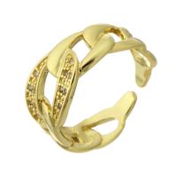 Cubique anneau en laiton Circonia Micro Pave, Placage de couleur d'or, bijoux de mode & pavé de micro zircon & pour femme, doré, 9mm, Trou:Environ 3mm, 10PC/lot, Vendu par lot