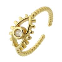 Cubique anneau en laiton Circonia Micro Pave, Placage de couleur d'or, bijoux de mode & pavé de micro zircon & pour femme, doré, 9mm, Trou:Environ 3mm, Taille:7, 10PC/lot, Vendu par lot