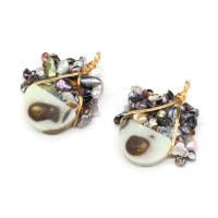 Freshwater Pearl Pendants with Resin & Brass gold color plated Unisex mixed colors Sold By PC