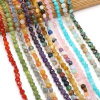 Mixed Gemstone Beads, Natural Stone, Flat Round, DIY & different materials for choice & faceted, more colors for choice, 6mm, Approx 60PCs/Strand, Sold By Strand