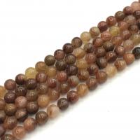 Gemstone Smycken Pärlor, Kanin Hair, Rund, polerad, DIY & olika storlek för val, röd, Såld Per Ca 38 cm Strand