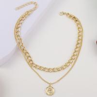 Zinc Alloy Jewelry Necklace gold color plated Double Layer & vintage & for woman nickel lead & cadmium free Sold By PC