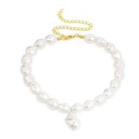 Plastik perle halskæde, Messing, med Trumpet Shell & Plastic Pearl, guldfarve belagt, Dobbelt lag & for kvinde, flere farver til valg, nikkel, bly & cadmium fri, Solgt af PC