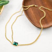 Tibetan Style Jewelry Necklace, with Acrylic, gold color plated, Double Layer & for woman & faceted, more colors for choice, nickel, lead & cadmium free, Sold By PC