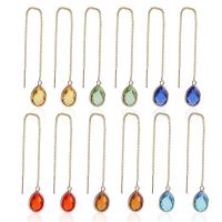 Brass Thread Through Earrings with Resin gold color plated & for woman & faceted nickel lead & cadmium free 60mm Sold By Pair