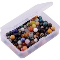 Mixed Gemstone Beads, with Plastic Box, Round, DIY & different size for choice, more colors for choice, 86x59x20mm, 100PCs/Box, Sold By Box