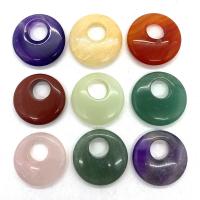 Gemstone Pendants Jewelry, Round, DIY & different materials for choice, more colors for choice, 27mm, Sold By PC