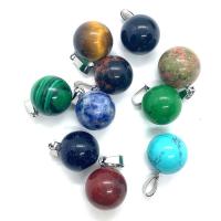 Gemstone Pendants Jewelry, with Brass, Round, silver color plated, different materials for choice, more colors for choice, 14mm, Sold By PC