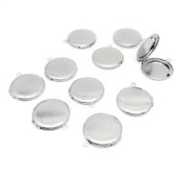 304 Stainless Steel Locket Pendant, Round, machine polished, fashion jewelry & DIY & Unisex & different size for choice, original color, 50PCs/Bag, Sold By Bag