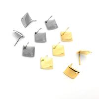 304 Stainless Steel Earring Drop Component,  Square, Galvanic plating, polished & DIY & Unisex, more colors for choice, 10x10x1mm, Hole:Approx 1.8mm, 100PCs/Bag, Sold By Bag