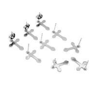Stainless Steel Stud Earrings 304 Stainless Steel Cross machine polished polished & DIY & Unisex original color Sold By Bag