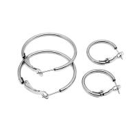 Stainless Steel Hoop Earring 304 Stainless Steel Round machine polished fashion jewelry & DIY & Unisex original color Sold By Bag