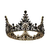 Tiaras, liga de zinco, Coroa, banhado, joias de moda & presente de casamento & para mulher & com strass, preto, 120x64mm, vendido por PC