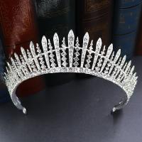 Tiaraer, Zinc Alloy, Crown, forgyldt, mode smykker & bryllupsgave & for kvinde & med rhinestone, sølv, 145x36mm, Solgt af PC