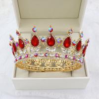 Tiaraer, Zinc Alloy, Crown, forgyldt, mode smykker & bryllupsgave & for kvinde & med rhinestone, flere farver til valg, 120x52mm, Solgt af PC