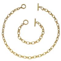 Edelstahl Schmucksets, Armband & Halskette, 304 Edelstahl, 2 Stück & Modeschmuck & für Frau, keine, 7mm, Länge:ca. 17.72 ZollInch, verkauft von setzen