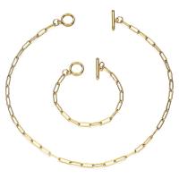 Fashion Stainless Steel Jewelry Sets, bracelet & necklace, 304 Stainless Steel, Vacuum Ion Plating, 2 pieces & fashion jewelry & different length for choice & Unisex, more colors for choice, 4mm, Length:Approx 17.72 Inch, Sold By Set