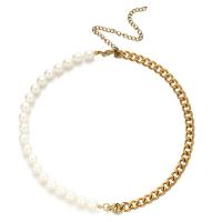 Plastic Pearl Necklace 304 Stainless Steel with Plastic Pearl with 3.94inch extender chain fashion jewelry & for woman 8mm Length Approx 13.78 Inch Sold By PC
