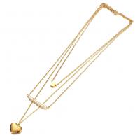 Mode-Multi-Layer-Halskette, 304 Edelstahl, Herz, drei Schichten & Modeschmuck & für Frau, keine, 16mm, Länge ca. 21.65 ZollInch, verkauft von PC
