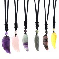 Natural Gemstone Necklace, with Nylon Cord, Angel Wing, fashion jewelry & different materials for choice & Unisex, 35x17mm, Length:Approx 24 Inch, Sold By PC