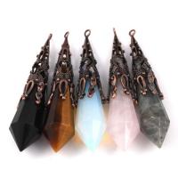 Gemstone Pendants Jewelry, Copper, with Gemstone, fashion jewelry & different materials for choice & Unisex, nickel, lead & cadmium free, 75x15mm, Sold By PC