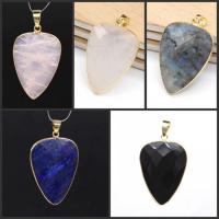 Gemstone Pendants Jewelry Brass with Gemstone Teardrop fashion jewelry & Unisex & faceted nickel lead & cadmium free Sold By PC