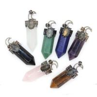 Gemstone Pendants Jewelry, Brass, with Gemstone, fashion jewelry & different materials for choice & Unisex, nickel, lead & cadmium free, 60x23mm, Sold By PC