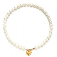 Collier de perles en plastique, perle de plastique, avec Acier inoxydable 304, coeur, bijoux de mode & styles différents pour le choix & pour femme, plus de couleurs à choisir, 10mm,16mm, Longueur:Environ 15.75 pouce, Vendu par PC