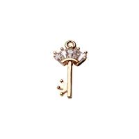 Cubic Zirconia Micro Pave Brass Pendant Lock and Key gold color plated DIY & micro pave cubic zirconia nickel lead & cadmium free Sold By Lot