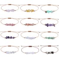Gemstone Bracelets, Wax Cord, with Gemstone & Tibetan Style, Rose, gold color plated, different materials for choice & for woman, more colors for choice, Length:11.81 Inch, Sold By PC