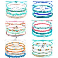 Fashion Create Wax Cord Bracelets, Waxed Nylon Cord, with Seedbead & 316L Stainless Steel, with 3.15 inch extender chain, Round, 4 pieces & different styles for choice & for woman, more colors for choice, Length:6.23 Inch, Sold By Set
